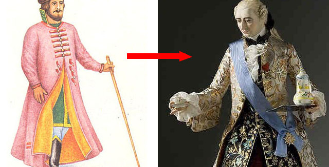 14 января 1700 г. Пётр I повелел носить короткие костюмы